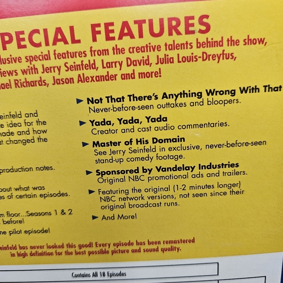 Seinfeld - Season 1 Season 2 Box 18 Episode DVD Box Set Screen Remastered in HD - Picture 4 of 8